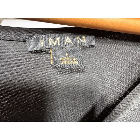 IMAN Global Chic Runway Jersey Mock Neck Tank - Black Size L Simple Black Top - Picture 5 of 5